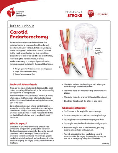 front page of the Let's Talk About Stroke: Carotid Endarterectomy resource