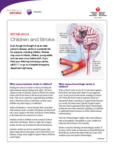 front page of the Let's Talk About Stroke: Children and Stroke resource