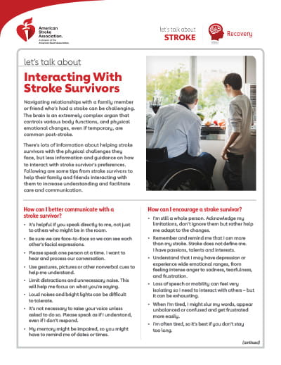 front page of the Let's Talk About Stroke: Interacting With Stroke Survivors resource