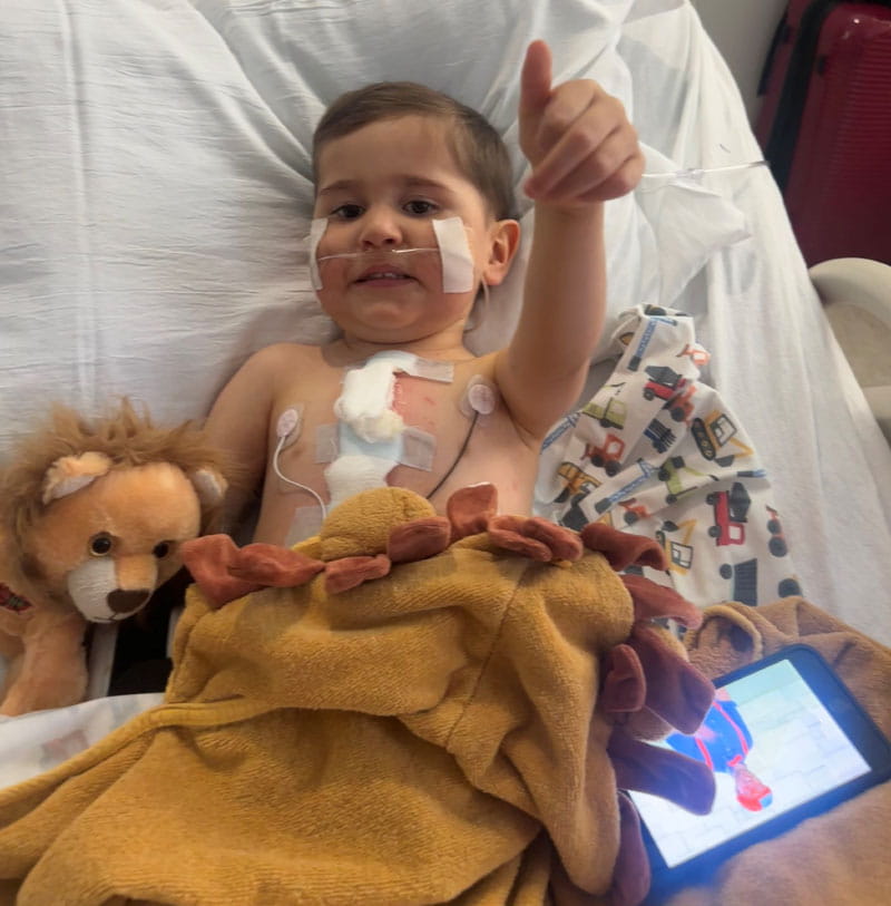 William Cervantes recovering from his second heart surgery. (Photo courtesy of the Cervantes family)
