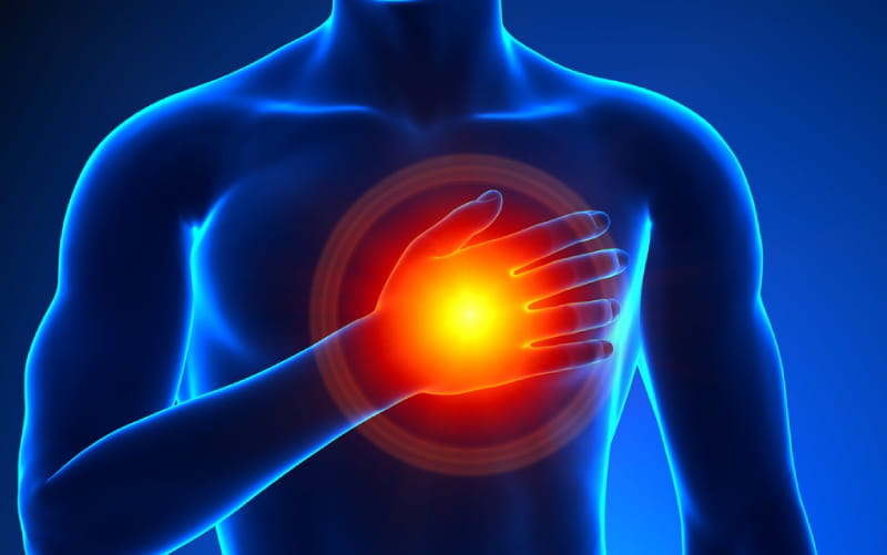 Illustration of man with hand over heart area.