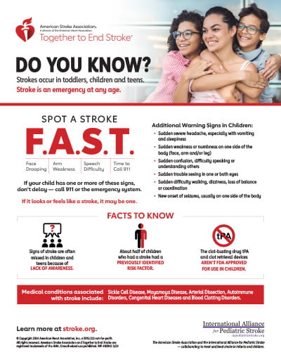 infographic on pediatric stroke